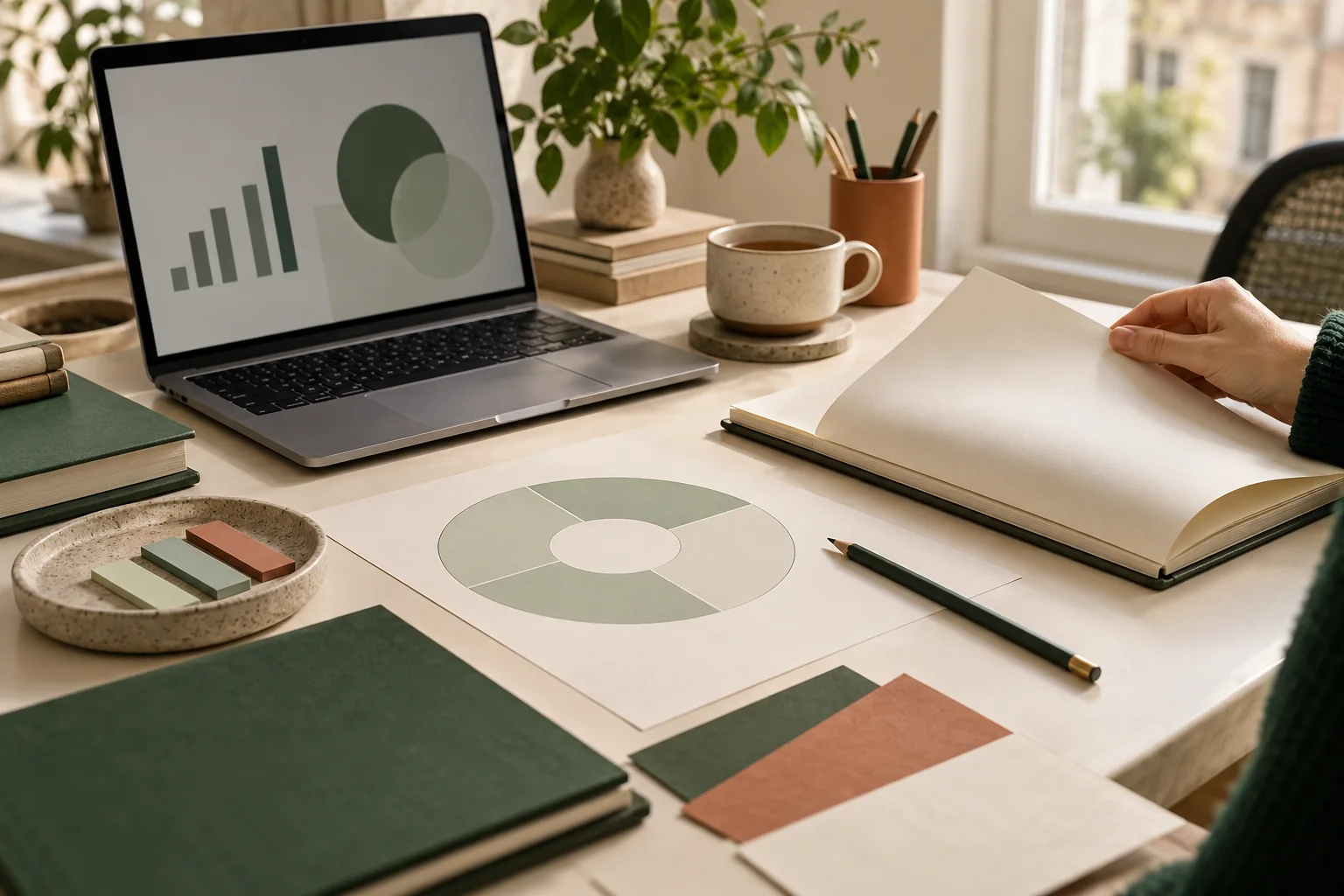 Illustrative strategy workbook, planning tools and working desk